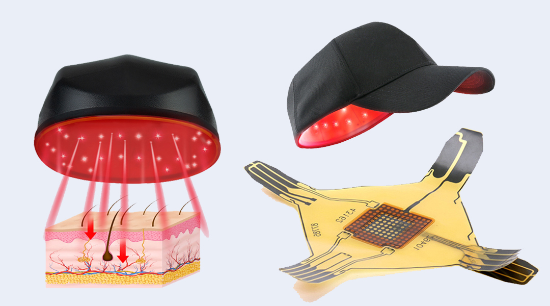 Flexible PCB laser hair growth cap to prevent hair loss