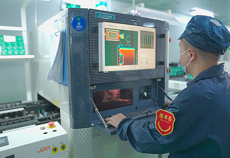 PCB design engineer is checking the schematic